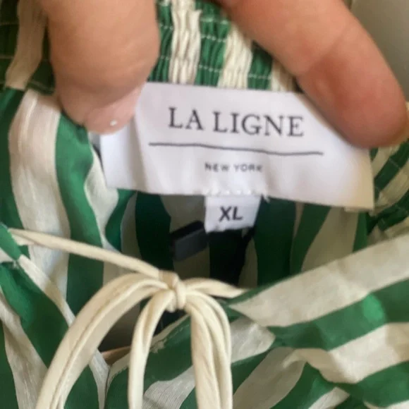 La Ligne Drawstring front striped cotton dress size xl - Picture 8 of 11